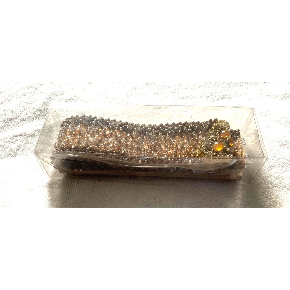 1920's-1950's Metalic Gold & Bronze Seed Beaded Belt 30" Waist - Picture 6 of 10
